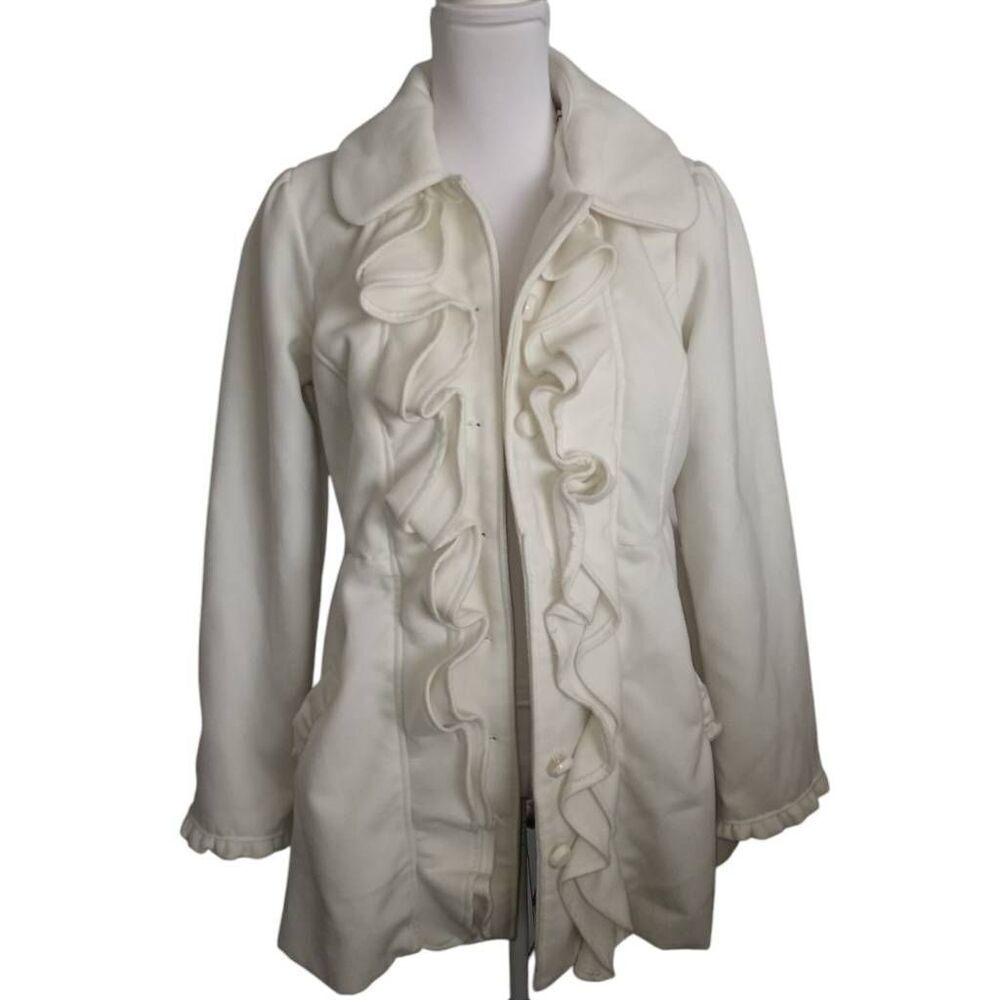JOLT OFF WHITE RUFFLE COAT SZ.L GUC.